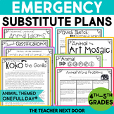 Emergency Sub Plans 4th 5th Grade Animal-Theme FULL DAY No