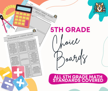 Preview of Complete 5th Grade Math Mastery Choice Board Bundle for Gifted Students
