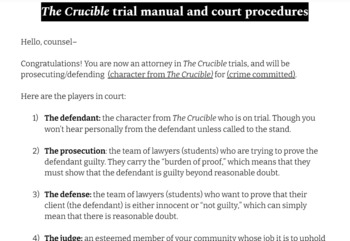 Preview of Complete AP Lang/Crucible mock trial unit (argument assessment)