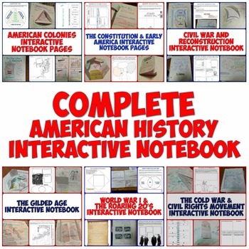 Preview of American History Complete Interactive Notebook Bundle: Readings & Activities