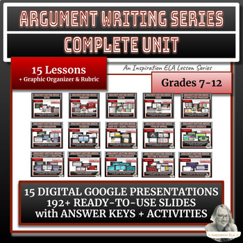 Preview of Complete Argument Writing Unit - 15 Lessons plus Graphic Organizer and Rubric