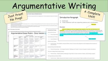 Complete Argumentative Writing Unit by LearnInnovateProsper | TPT