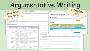 Preview of Complete Argumentative Writing Unit