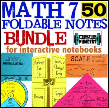 Preview of Complete BUNDLE of 50 Foldable Notes for Math 7