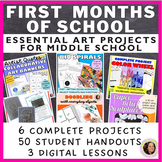 Complete Back to School Art Project Bundle For Middle Scho