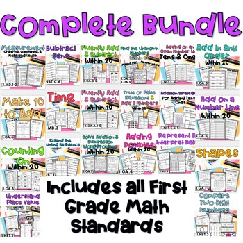 Preview of First Grade Math Standards Mega Bundle   ALL Standards Included