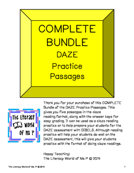 Preview of Complete Bundle of Packs 1 & 2 DAZE Reading Practice Passages for Intermediate