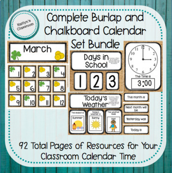 Preview of Complete Chalkboard and Burlap Calendar Set Bundle