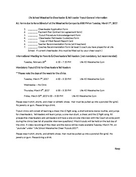 Cheerleading Tryout Score Sheet Worksheets Teaching