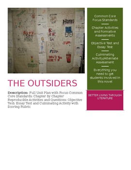 Preview of Complete Common Core Aligned Novel Unit for The Outsiders