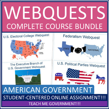 Preview of Complete Course Bundle of American Government Webquests Printable Google Slides
