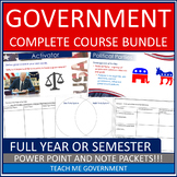 Complete Course American Government PowerPoints Notes Test