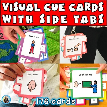 Preview of Visual Cue Cards Autism Complete Set Behavior Management Cues Tool Lanyard Book