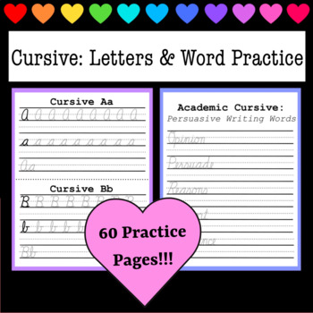 Preview of Teach Cursive Daily Warm-Up BUNDLE! - A-Z Letters & Vocabulary Word Practice