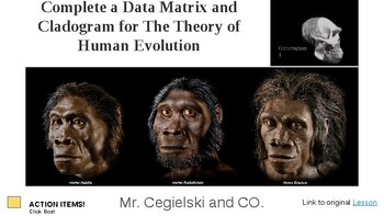 Preview of Complete Data Matrices and Cladograms on Evolution
