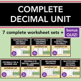 Complete Decimals Unit + Quiz | Set of 7 Decimals Skills |