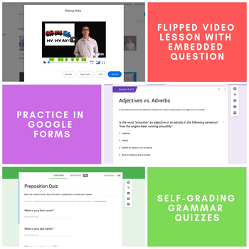 Preview of Complete Distance Learning Parts of Speech Unit, Edpuzzle and Google Apps