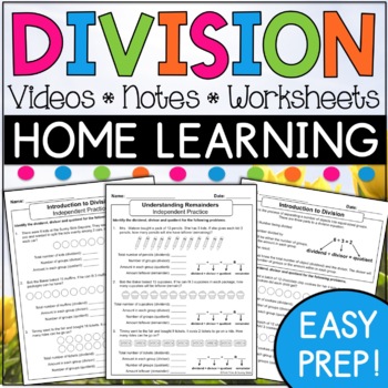 Preview of Complete Division Bundle for Distance Learning - Videos, Notes, Worksheets!