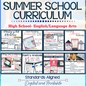 Preview of ELA Summer School Curriculum Bundle - Grades 9-10. Digital for Distance Learning