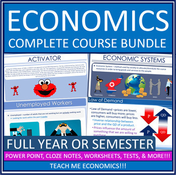Preview of Complete High School Economics Course Economic Power Points, Worksheets, Tests