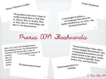 Preview of Complete Flashcard Set - PRAXIS 0049 (Middle School Language Arts)