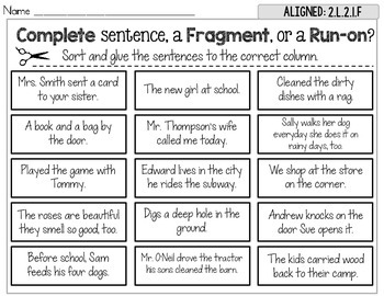 sentence fragment definition example