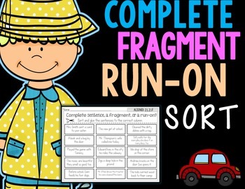 Preview of Complete, Fragment, Run-On Sentence Sort