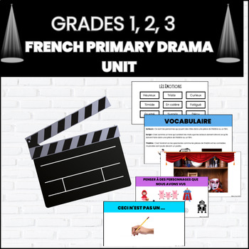 Preview of Complete French Primary Drama Unit Gr.1,2,3 :Linked to On. Cur L'arts dramatique