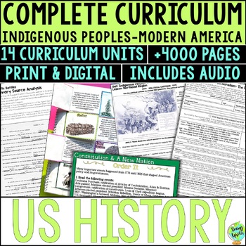 Preview of US History Curriculum through Modern America Social Studies Worksheets Word Wall