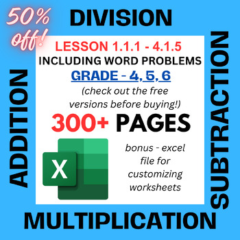 Preview of Complete GRADE 4,5,6 Mathematics - ADDITION,SUBTRACTION,MULTIPLICATION,DIVISION