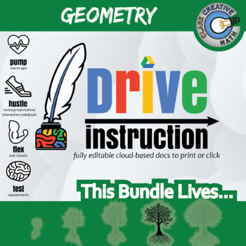 Preview of Complete Geometry - EDITABLE Slides / INB/ Warm-Ups / Notes / Test+++