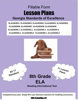 Preview of Complete Georgia ELA Lesson Plan Bundle - 8th Grade (68 lesson plans)