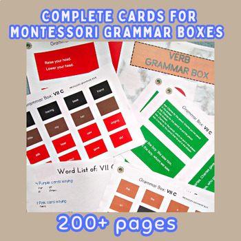 Preview of Complete Grammar Cards for Montessori Grammar Boxes