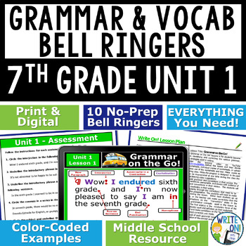 Preview of Grammar Vocabulary Usage Mechanics Sentence Structure Bell Ringer - 7th Grade #1
