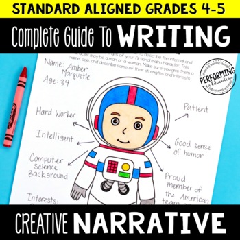 Preview of Creative Narrative Writing Unit Grades 4-5 | Prompt, Graphic Organizers, Rubric