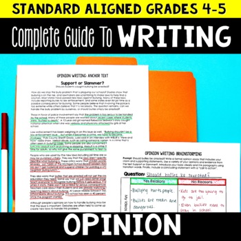 Preview of Opinion Writing 4th and 5th Grade | Graphic Organizers & Reasons and Evidence