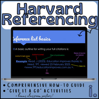 Preview of Complete Harvard Referencing Guide + activities & bonus posters!