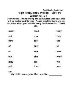 Preview of Complete High Frequency Word/ Spelling List Program Sept.-June