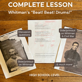 Preview of Complete High School ELA Lesson on Whitman's "Beat! Beat! Drums!"