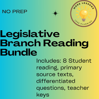 Preview of Complete Legislative Branch Reading Comprehension Worksheet Bundle
