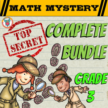 Preview of Complete Math Mystery Bundle 3rd Grade - Fun Math Review Activities End of Year
