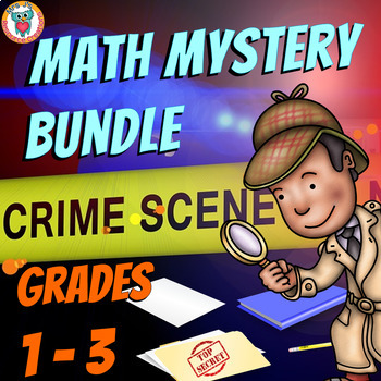 Preview of Complete Math Mystery Tri-Grade Bundle for 1st, 2nd, & 3rd Grade Math Mysteries