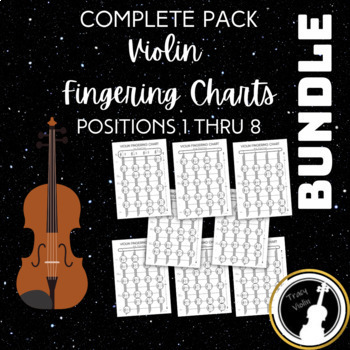 Preview of BUNDLE: Ultimate Violin Fingering Charts - Positions 1 to 8 - Complete Pack