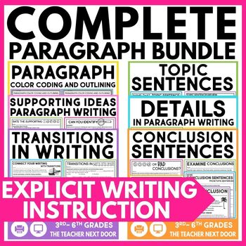 Complete Paragraph Writing Bundle for 3rd - 6th Grade