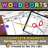 Complete Phonics Word Sorts for Kindergarten First & Secon