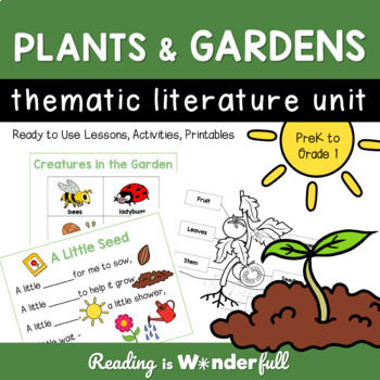 Preview of Complete Plants & Gardens Thematic Literature Unit: 5 Handpicked Picture Books