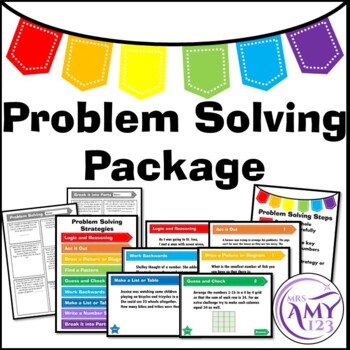 Preview of Problem Solving Task Card, Worksheet Strategy Bundle