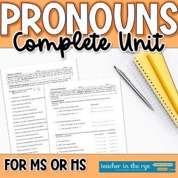 Preview of Complete Pronouns Unit: Worksheets Plus Review and Quiz Middle or High School