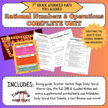 Preview of Complete Rational Numbers & Operations Unit - 7th Grade Advanced Math