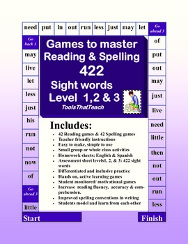 Preview of Complete Reading and Spelling Sight Word Games Level 1,2 & 3